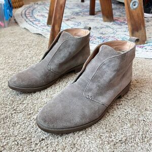Franco Sarto Isolde Suede Ankle Booties Taupe 8 Slip On